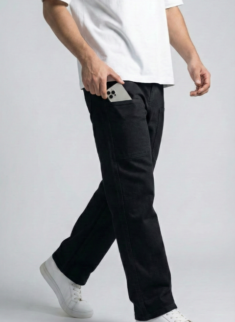 Front Pocket 6-Pocket Baggy Denim Cargo