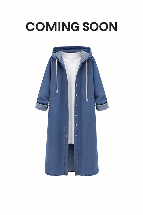 Denim Hooded Longline Coat
