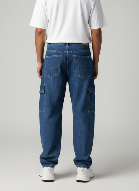6-Pocket Baggy Denim Cargo Pants